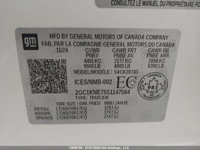 Продажа на аукционе авто 2025 Chevrolet Silverado K2500 Heavy Duty Lt, vin: 2GC1KNE75S1147584, номер лота: 12655796