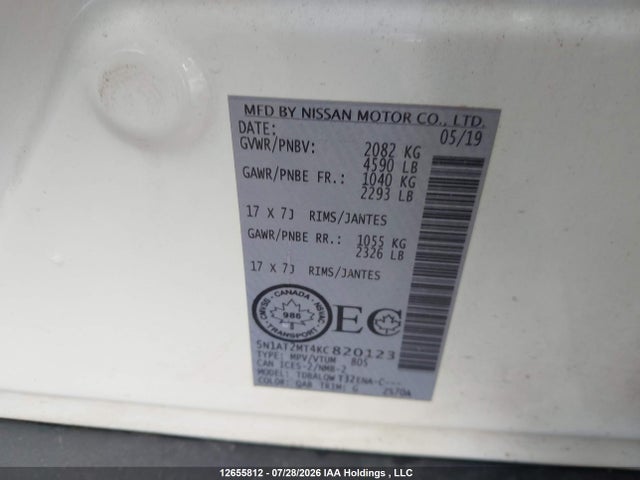 Nissan ROGUE S/SV 2019 5N1AT2MT4KC820123 Image 17