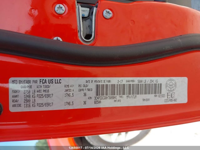 Продаж на аукціоні авто 2017 Dodge Journey Sxt, vin: 3C4PDDCG8HT609841, номер лоту: 12655817