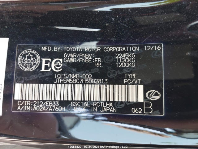 Продажа на аукционе авто 2017 Lexus Rc 300, vin: JTHSM5BC7H5002813, номер лота: 12655820