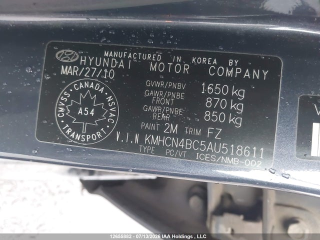 Продажа на аукционе авто 2010 Hyundai Accent Gls, vin: KMHCN4BC5AU518611, номер лота: 12655882