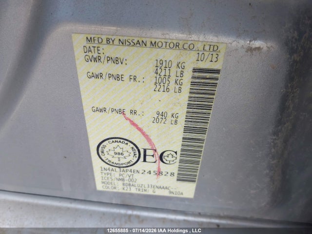 1N4AL3AP4EN245828 Nissan Altima 2.5/2.5 S/2.5 Sl/2.5 Sv