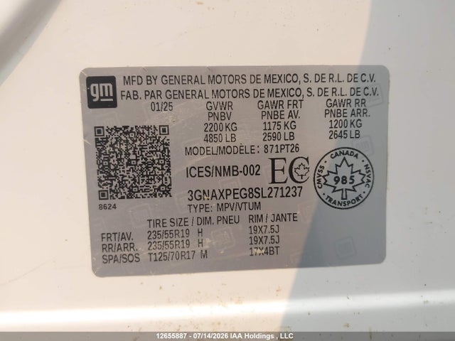 Chevrolet Equinox Lt Awd 2025 3GNAXPEG8SL271237 Image 9