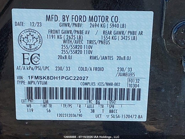Ford EXPLORER XLT 2023 1FMSK8DH1PGC22027 Image 9