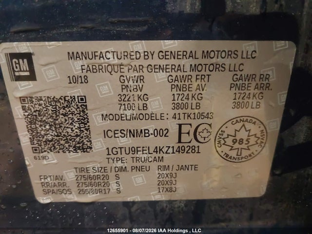 1GTU9FEL4KZ149281 GMC Sierra 1500 Denali