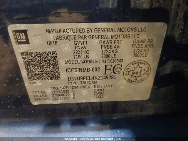 1GTU9FEL4KZ149281 GMC Sierra 1500 Denali