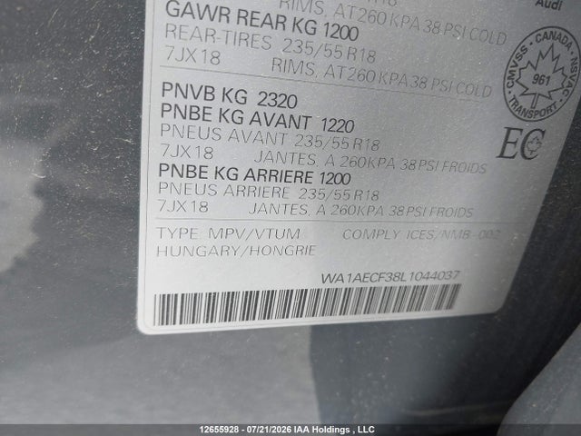 12655928 :رقم المزاد ، WA1AECF38L1044037 vin ، 2020 Audi Q3 45 Komfort مزاد بيع