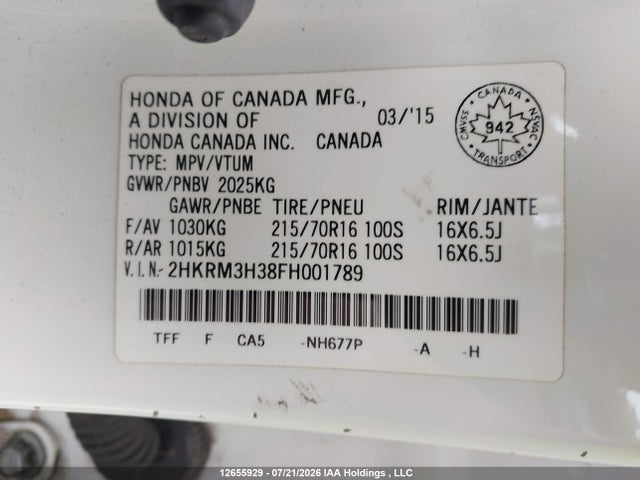 Honda CR-V LX 2015 2HKRM3H38FH001789 Image 9