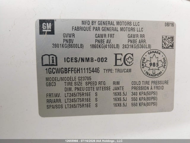 1GCWGBFF6H1115446 Chevrolet Express G2500