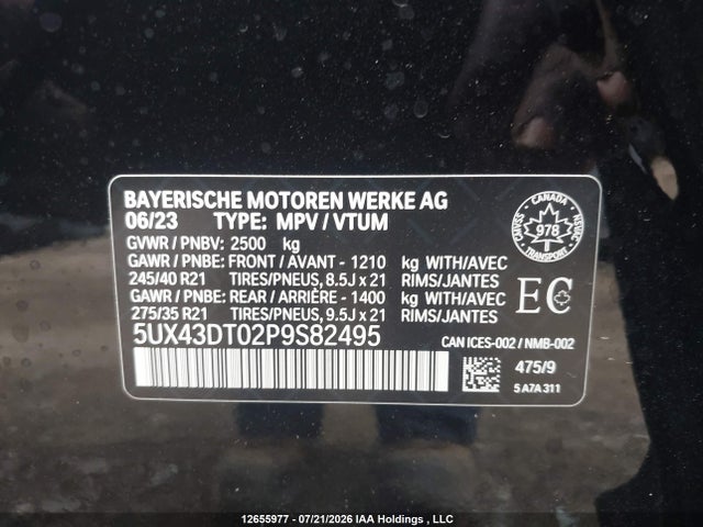 Продаж на аукціоні авто 2023 Bmw X4, vin: 5UX43DT02P9S82495, номер лоту: 12655977