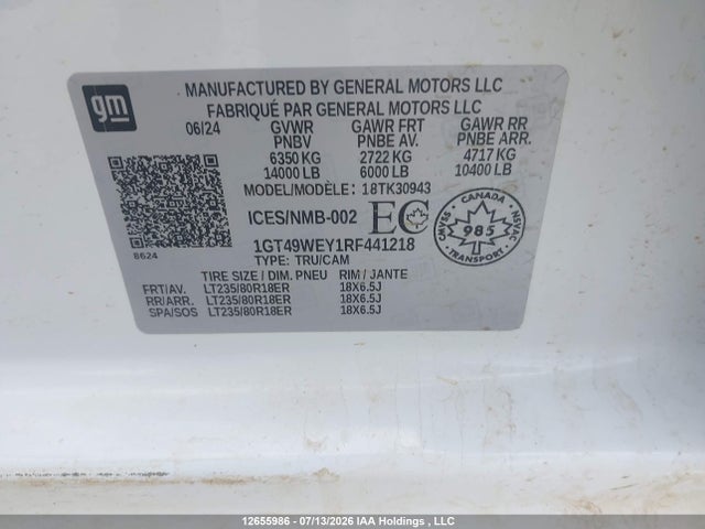 Продаж на аукціоні авто 2024 Gmc Sierra K3500 Denali, vin: 1GT49WEY1RF441218, номер лоту: 12655986