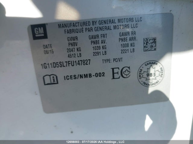 Chevrolet MALIBU 2LT 2015 1G11D5SL7FU147827 Image 9