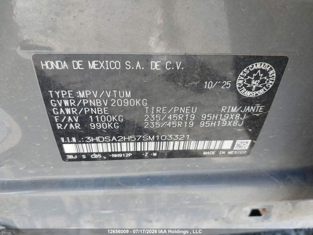 12656009 :رقم المزاد ، 3HDSA2H57SM103321 vin ، 2025 Acura Adx A-spec مزاد بيع