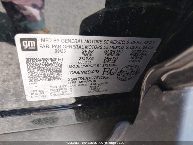 3GN7DLRP3TS116267 Chevrolet Equinox Ev Lt