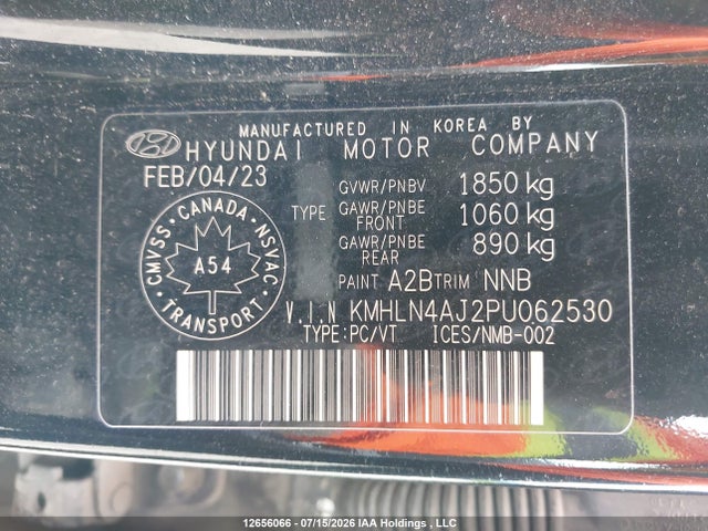 2023 Hyundai Elantra Hybrid Luxury მანქანა იყიდება აუქციონზე, vin: KMHLN4AJ2PU062530, აუქციონის ნომერი: 12656066