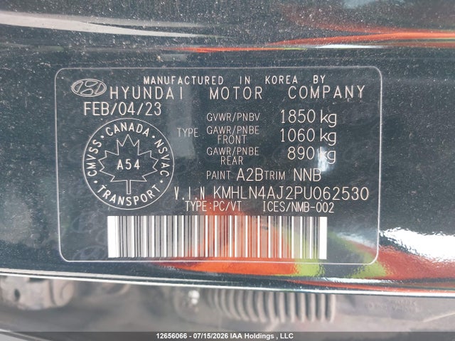 2023 Hyundai Elantra Hybrid Luxury მანქანა იყიდება აუქციონზე, vin: KMHLN4AJ2PU062530, აუქციონის ნომერი: 12656066