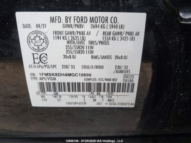 Продажа на аукционе авто 2021 Ford Explorer Xlt, vin: 1FMSK8DH4MGC10899, номер лота: 12656100