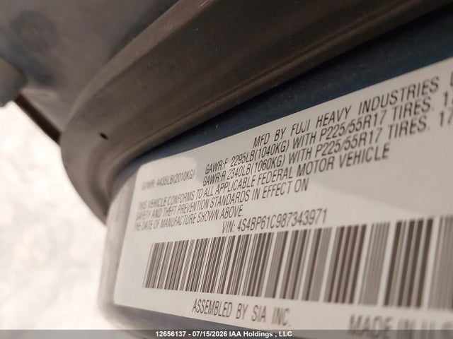 Продажа на аукционе авто 2008 Subaru Outback 2.5i, vin: 4S4BP61C987343971, номер лота: 12656137