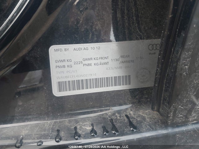 12656146 :رقم المزاد ، WAUBFCFL4DN027914 vin ، 2013 Audi A4 2.0t مزاد بيع