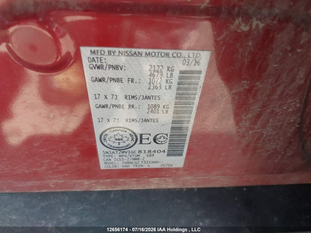 Aukcja sprzedaży 2016 Nissan Rogue S/sl Premium/sv, vin: 5N1AT2MV1GC818404, numer aukcji: 12656174