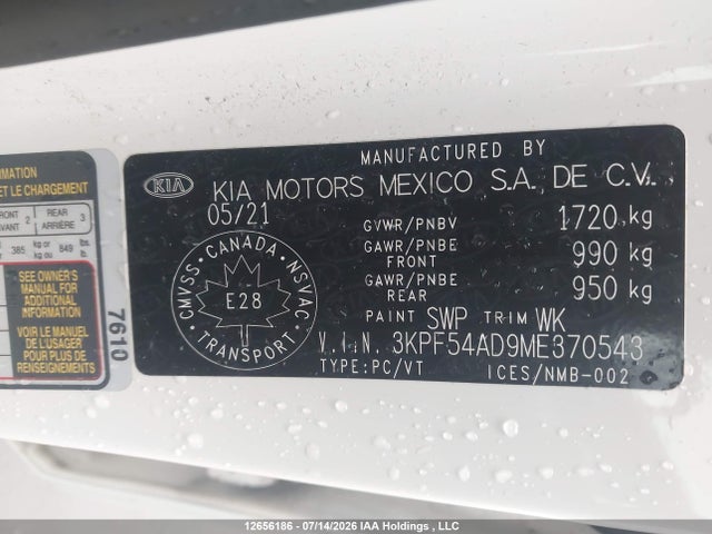 Aukcja sprzedaży 2021 Kia Forte Ex, vin: 3KPF54AD9ME370543, numer aukcji: 12656186