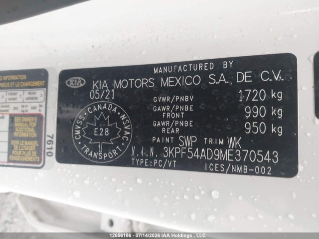 Aukcja sprzedaży 2021 Kia Forte Ex, vin: 3KPF54AD9ME370543, numer aukcji: 12656186