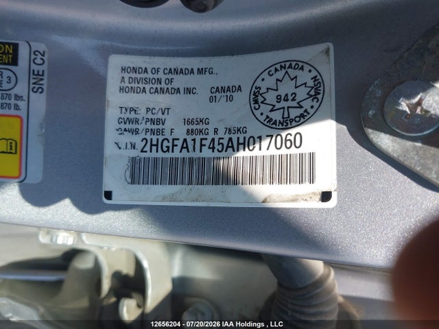 Продажа на аукционе авто 2010 Honda Civic Dx-g, vin: 2HGFA1F45AH017060, номер лота: 12656204