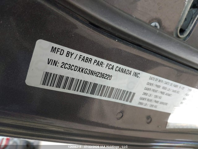 Продажа на аукционе авто 2022 Dodge Charger Police, vin: 2C3CDXKG3NH236220, номер лота: 12656215