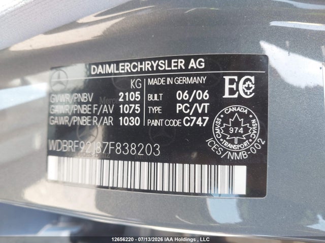 2007 Mercedes-benz C 280 4mati მანქანა იყიდება აუქციონზე, vin: WDBRF92J87F838203, აუქციონის ნომერი: 12656220