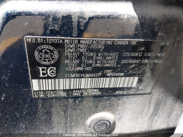 Toyota RAV4 2018 2T3WFREVXJW504277 Image 9