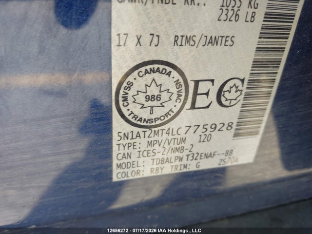 5N1AT2MT4LC775928 Nissan Rogue