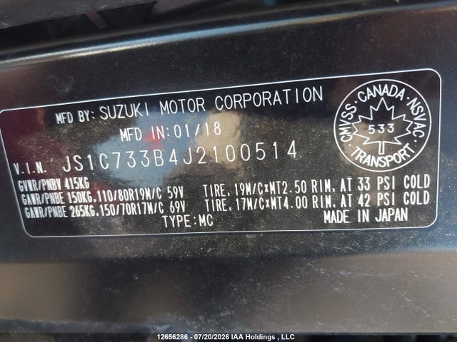 JS1C733B4J2100514 Suzuki Dl650 A/x