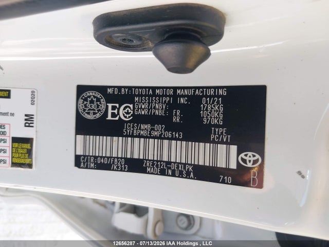 Toyota COROLLA LE 2021 5YFBPMBE9MP206143 Image 9