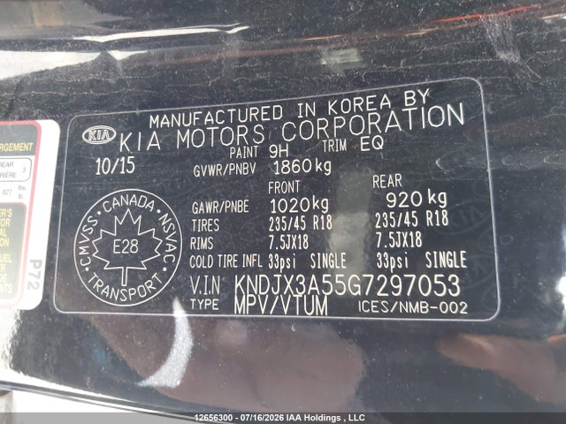 12656300 :رقم المزاد ، KNDJX3A55G7297053 vin ، 2016 Kia Soul ! مزاد بيع