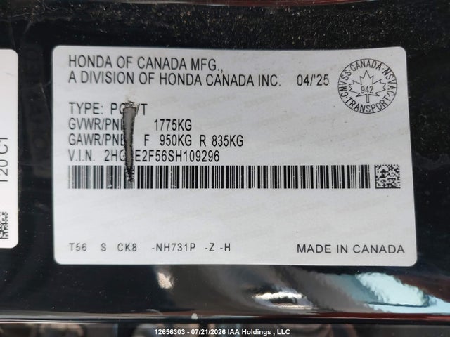 2HGFE2F56SH109296 Honda Civic Sport