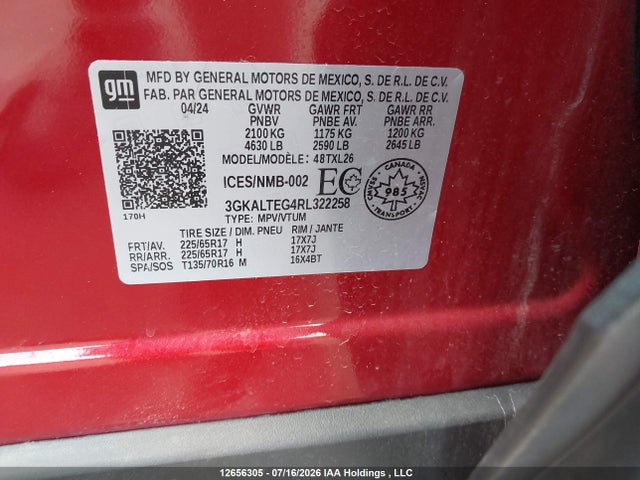 Продаж на аукціоні авто 2024 Gmc Terrain Sle, vin: 3GKALTEG4RL322258, номер лоту: 12656305
