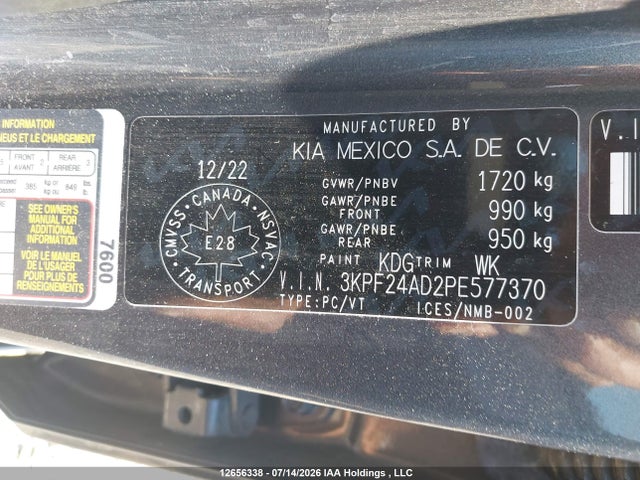 Продажа на аукционе авто 2023 Kia Forte Lx/lxs, vin: 3KPF24AD2PE577370, номер лота: 12656338
