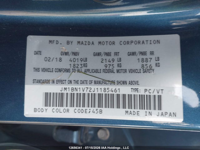 2018 Mazda Mazda3 50th Anniversary Edition/gs/se მანქანა იყიდება აუქციონზე, vin: JM1BN1V72J1185461, აუქციონის ნომერი: 12656341