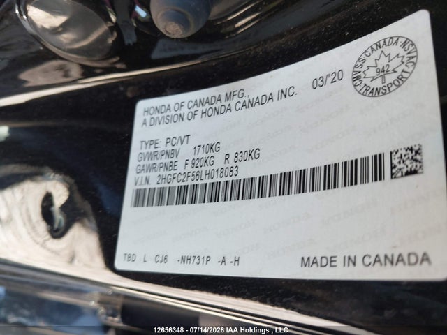 Honda Civic Lx 2020 2HGFC2F56LH018083 Image 20