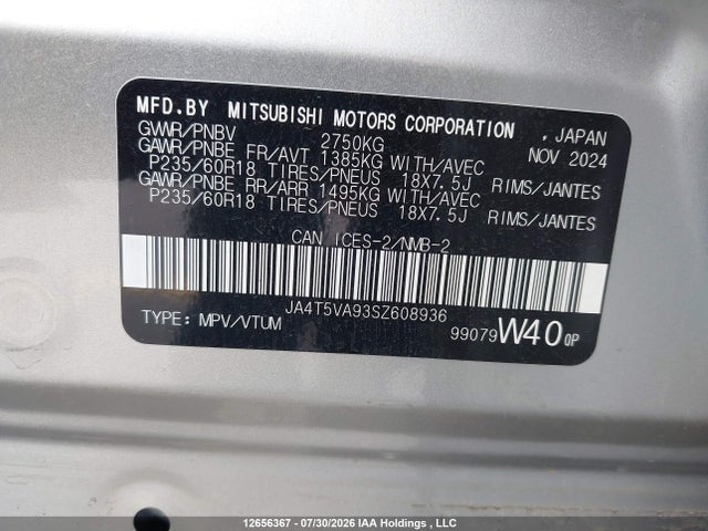 Продаж на аукціоні авто 2025 Mitsubishi Outlander Se, vin: JA4T5VA93SZ608936, номер лоту: 12656367