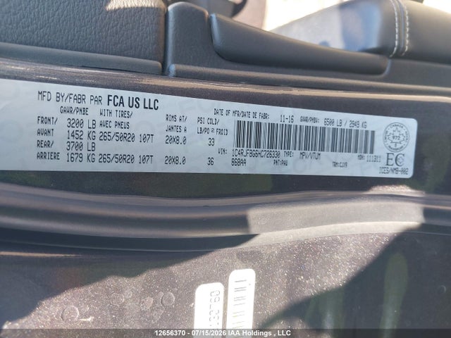 Продаж на аукціоні авто 2017 Jeep Grand Cherokee Limited, vin: 1C4RJFBG6HC726330, номер лоту: 12656370