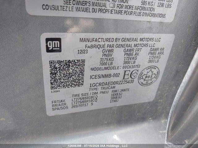 12656398 :رقم المزاد ، 1GCRDAED0RZ225430 vin ، 2024 Chevrolet Silverado 1500 Work Truck مزاد بيع