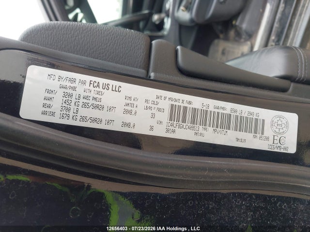 12656403 :رقم المزاد ، 1C4RJFBGXJC409513 vin ، 2018 Jeep Grand Cherokee Limited مزاد بيع