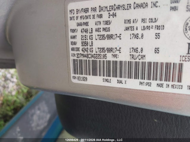 Aukcja sprzedaży 2004 Dodge Ram 3500 Slt/laramie, vin: 3D7MA48C34G225105, numer aukcji: 12656429