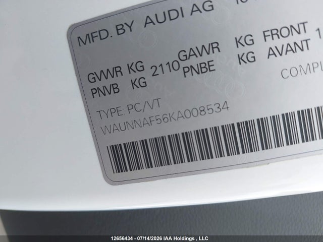 Auction sale of the 2019 Audi A5 45 Komfort, vin: WAUNNAF56KA008534, lot number: 12656434