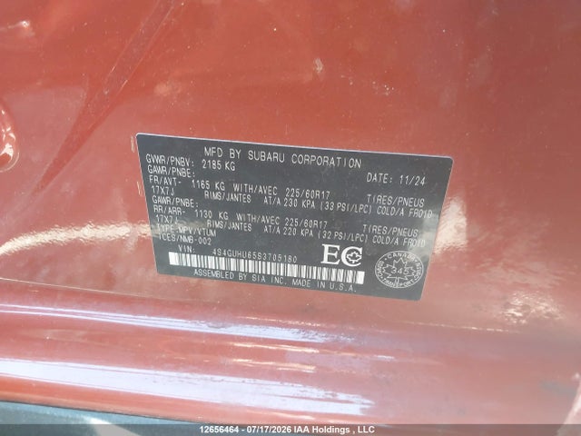 Продажа на аукционе авто 2025 Subaru Crosstrek, vin: 4S4GUHU65S3705180, номер лота: 12656464