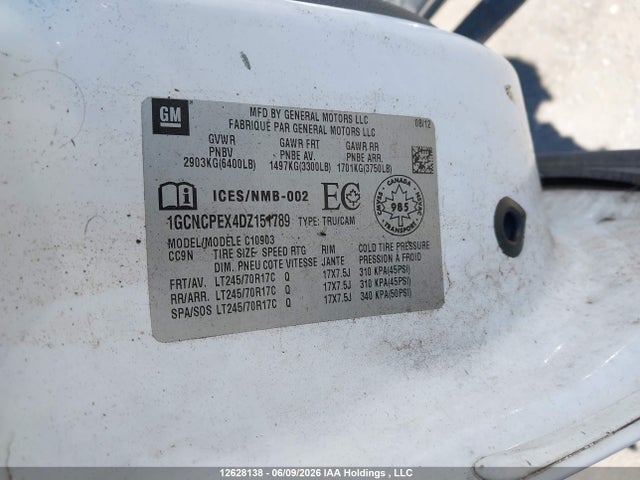 2013 Chevrolet Silverado 1500 Wt მანქანა იყიდება აუქციონზე, vin: 1GCNCPEX4DZ151789, აუქციონის ნომერი: 12628138