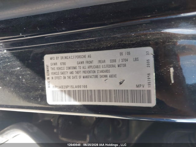 Aukcja sprzedaży 2005 Porsche Cayenne S, vin: WP1AB29P15LA66166, numer aukcji: 12640848