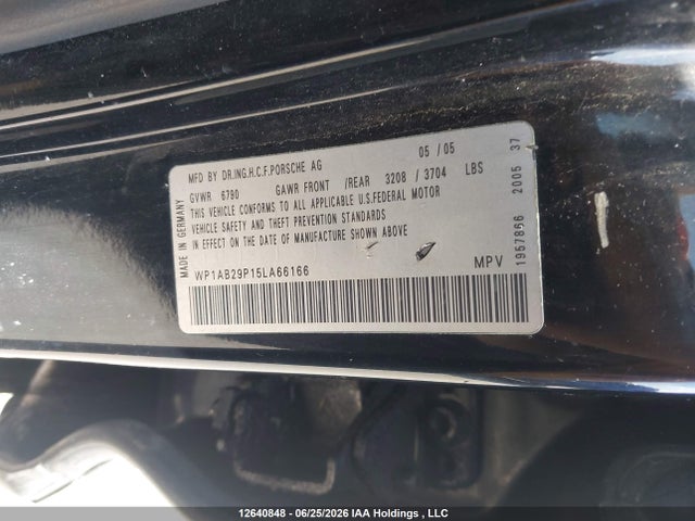 Aukcja sprzedaży 2005 Porsche Cayenne S, vin: WP1AB29P15LA66166, numer aukcji: 12640848
