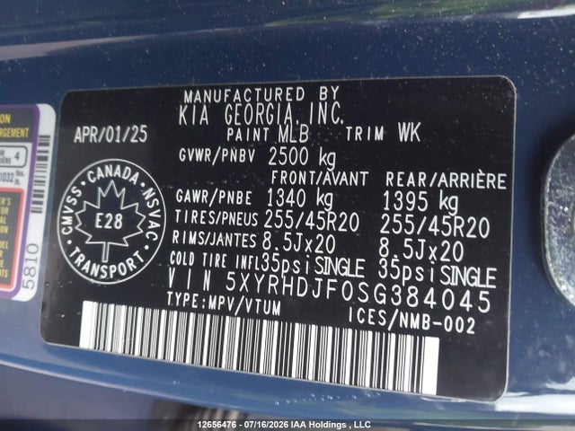 Продажа на аукционе авто 2025 Kia Sorento 2.5t Ex/2.5t X-line, vin: 5XYRHDJF0SG384045, номер лота: 12656476